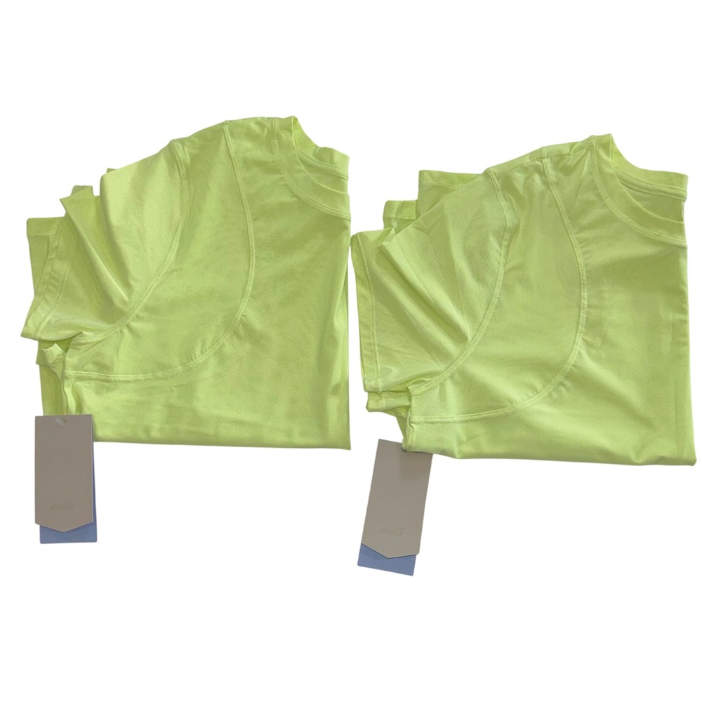 Avia Mesh Seamed Tee XXL Neon Green Short Sleeve Athletic Shirt NEW Lot of 2